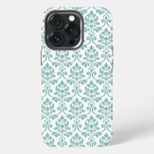 Etui iPhone 13 Pro Feuille de Damas motif sarcelle