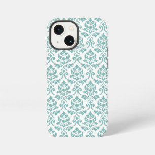 Etui iPhone 13 Mini Feuille de Damas motif sarcelle