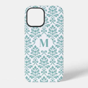 Coque iPhone 12 Feuille de Damas Motif sarcelle (sur mesure)