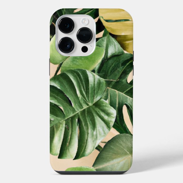 Coque iPhone Feuilles florales/hawaïennes/tropicales (Verso)