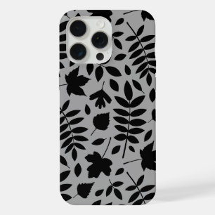 Feuilles tombés Lg Motif noir sur gris