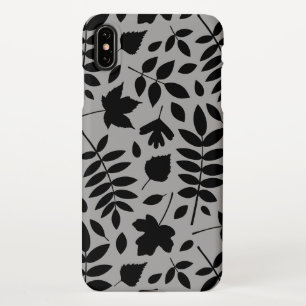 Coque iPhone XS Max Feuilles tombés Lg Motif noir sur gris