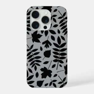 Feuilles tombés Lg Motif noir sur gris