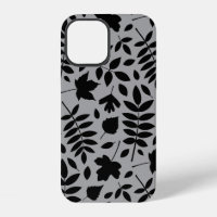 Feuilles tombés Lg Motif noir sur gris