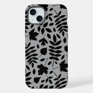 Feuilles tombés Lg Motif noir sur gris