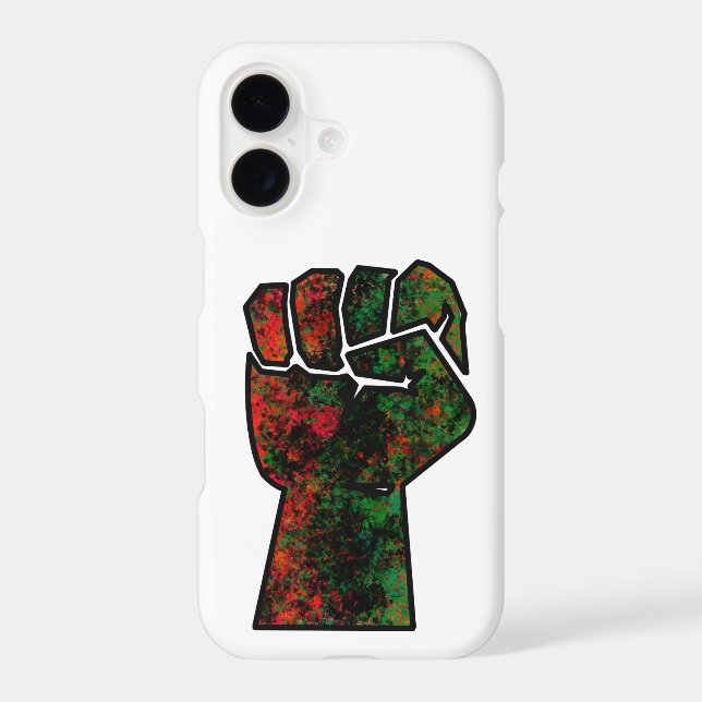 Coque iPhone fierté noire drapeau rouge vert poing panafricain  (Verso)