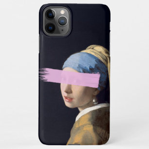 Coque iPhone 11Pro Max Fille avec oreille perle avec brosse rose