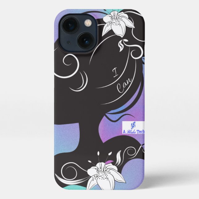 Coque iPhone Fille avec une casque de téléphone "I Can" (Verso)