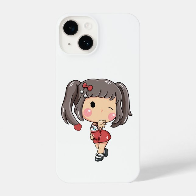 Coque iPhone Fille Chibi mignonne à l'écriture (Verso)