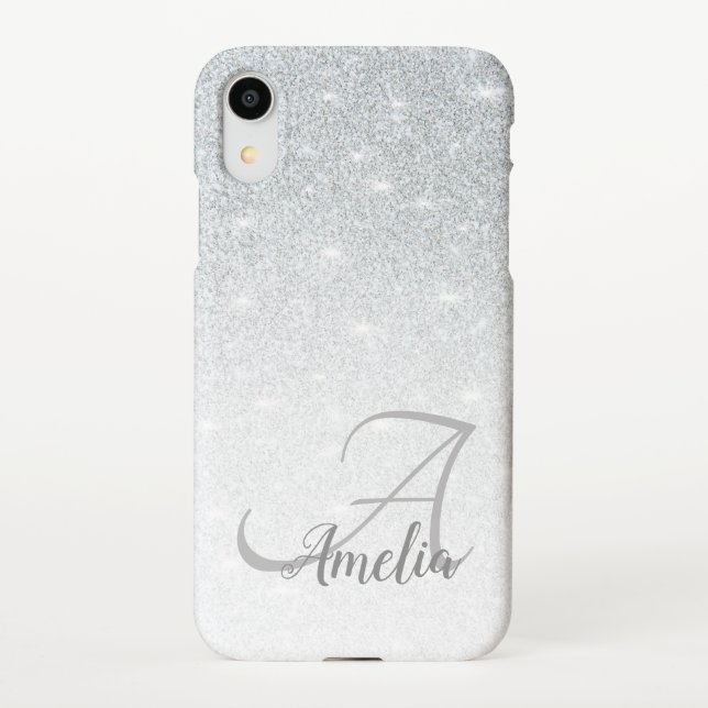 Coque iPhone Fille Stylish Crystal Silver Parties scintillant S (Dos)