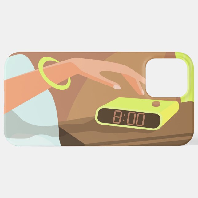 Coque iPhone Filles main poussant sur le bouton snooze du révei (Retour horizontal)