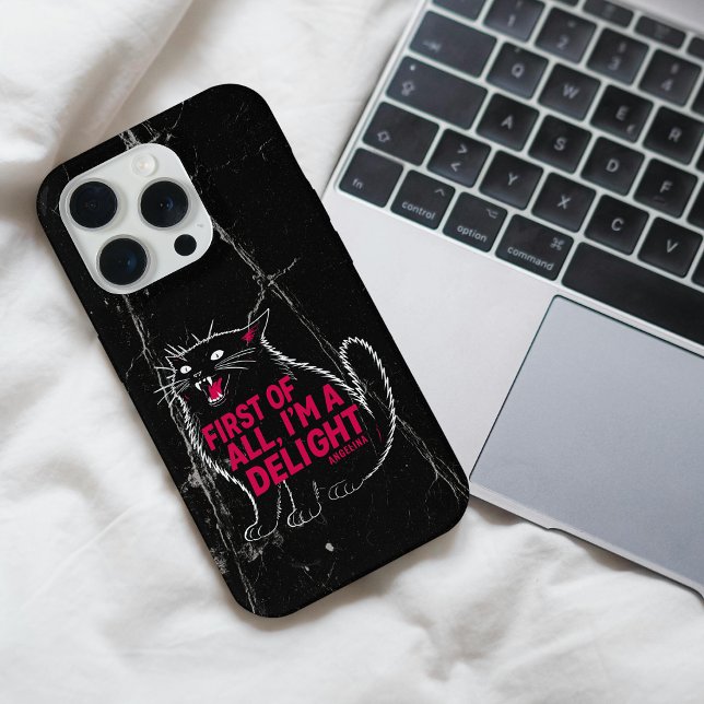Coque iPhone First Of All I'm A Delight Roaring Black Cat (Créateur téléchargé)