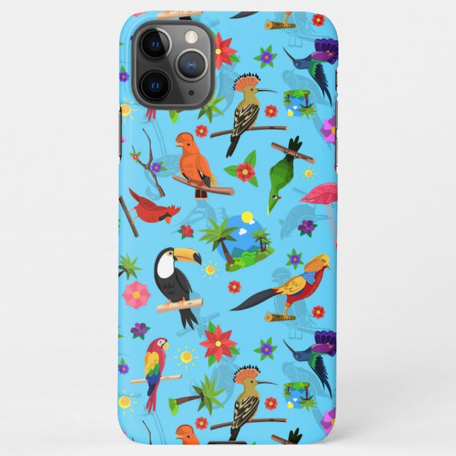 Coque iPhone Flamant rose Toucan Et Arara Motif Oiseaux Sans Me (Dos)