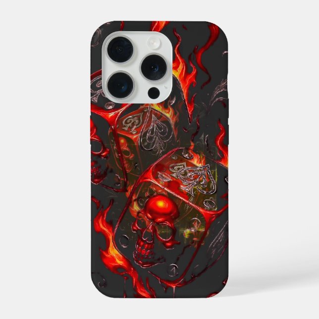 Coque iPhone Flaming Skull Dice - High Stakes Rebel Graphic (Verso)