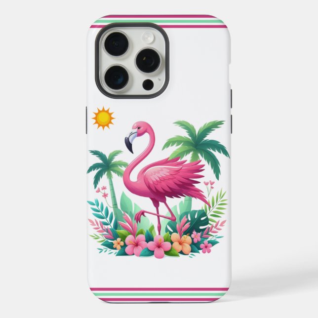Coque iPhone Flamingo rose tropicale/Floride (Verso)