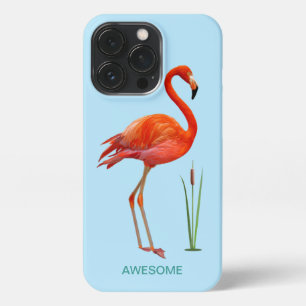 Etui iPhone 13 Pro Flamingo rouge sur bleu clair