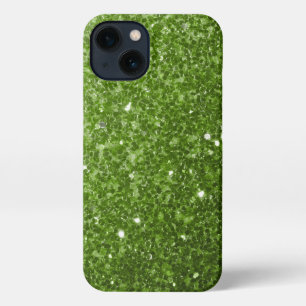 Etui iPhone 13 Flamme de parties scintillant vert clair