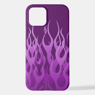Coque iPhone 12 Flammes de course violet cool