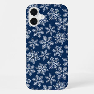 Coque iPhone 16 Plus Flammes de neige sur bleu foncé