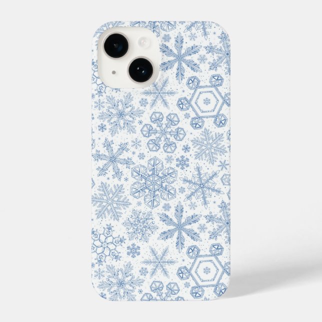 Coque iPhone Fléchettes de neige grises sur blanc (Verso)