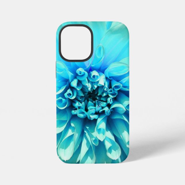 Coque iPhone Fleur bleu clair Dahlia (Verso)