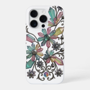 Coque iPhone 16 Pro Fleur de cristal gothique Clipart - Quartz coloré