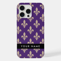 Fleur de Lis, Beige on Purple, Royal, Your Name