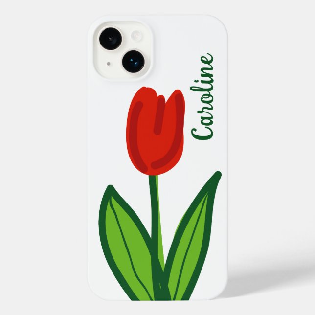 Coque iPhone Fleur de tulipe rouge mignonne personnalisée iPhon (Verso)