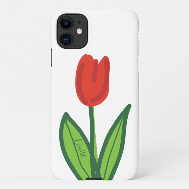 Coque iPhone Fleur de tulipe rouge personnalisée Zazzle Smartph (Dos)