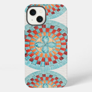 Etui iPhone 13 Fleur de turquoise triple