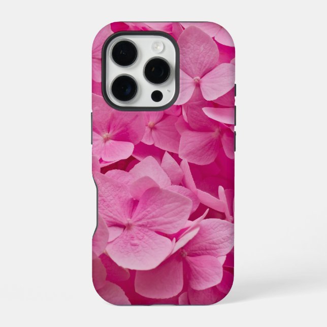 Coque iPhone Fleur d'Hydrangée rose brillant (Verso)
