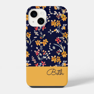 Coque Pour iPhone 14 Fleur sauvage jaune marine