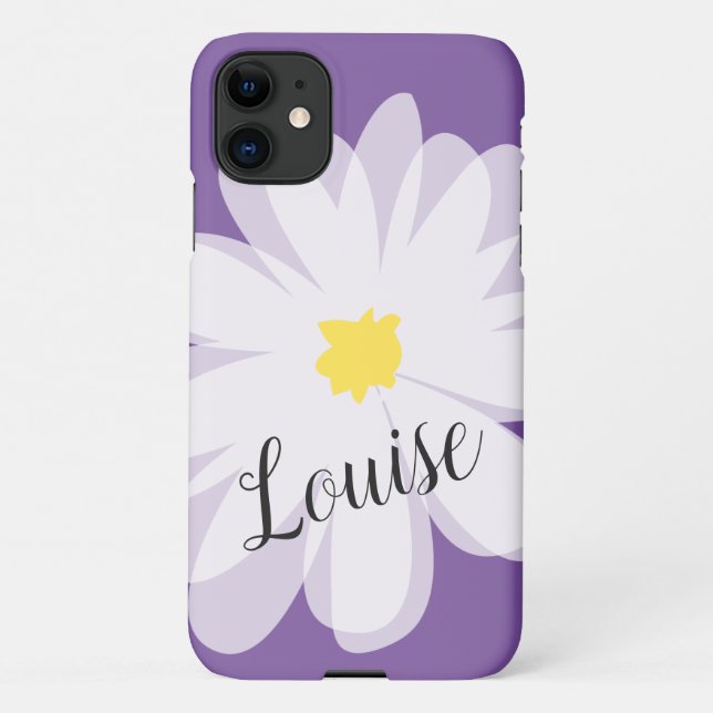 Coque iPhone Fleur vectorielle marguerite violette Zazzle Basic (Dos)