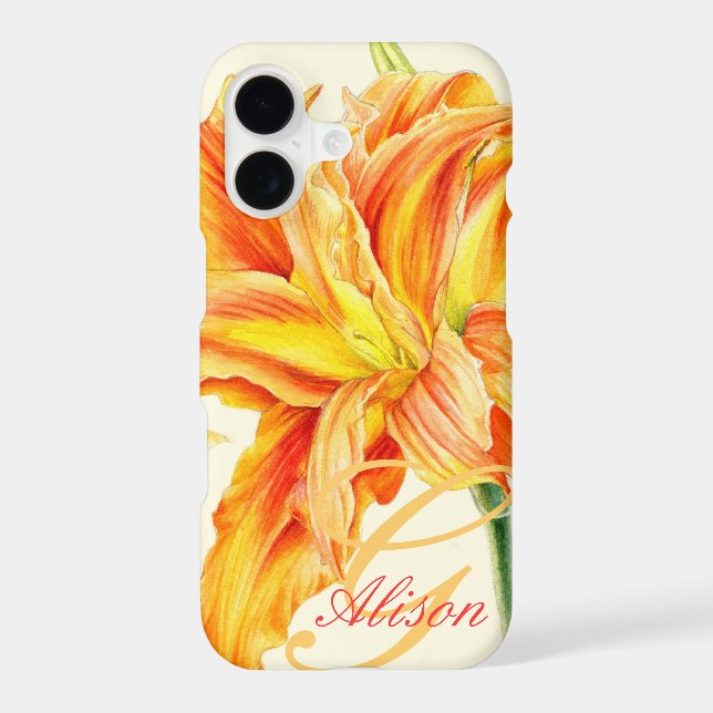 Coque iphone fleuri orange (Verso)