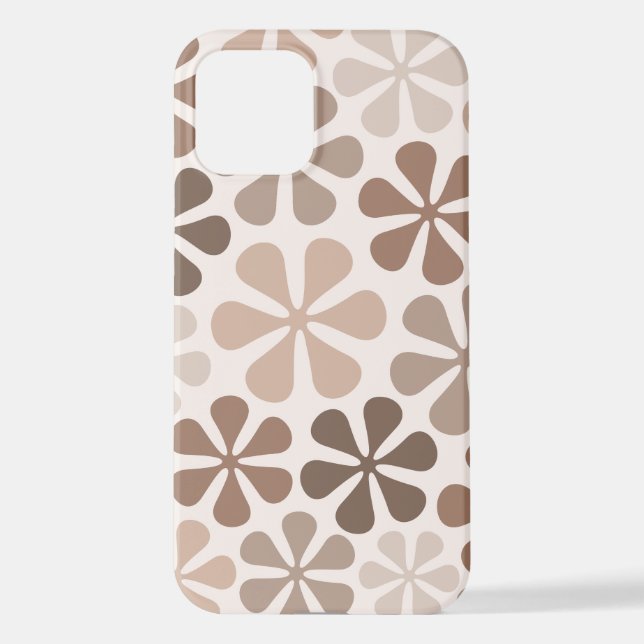 Coque iPhone Fleurs Abstraites (B) Crème Brown de Taupe (Verso)
