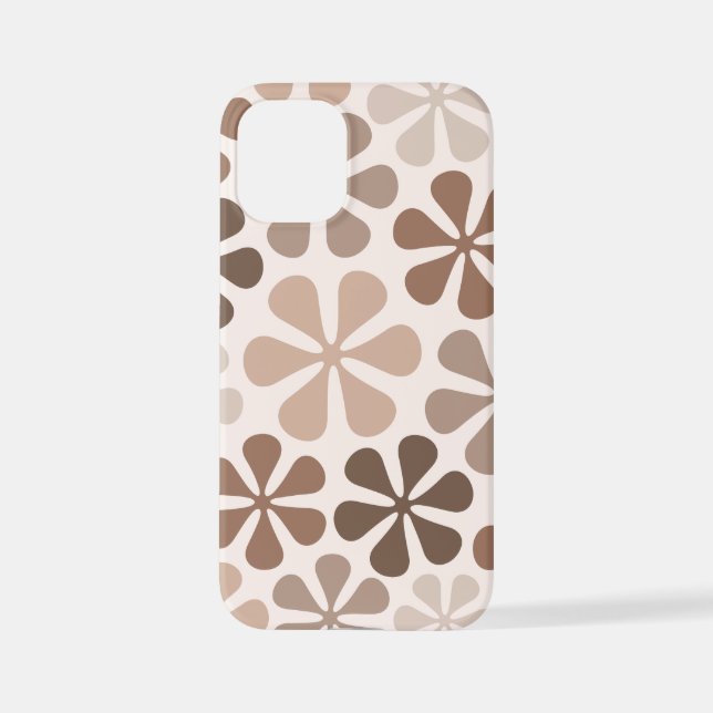 Coque iPhone Fleurs Abstraites (B) Crème Brown de Taupe (Verso)