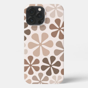 Etui iPhone 13 Pro Max Fleurs Abstraites (B) Crème Brown de Taupe