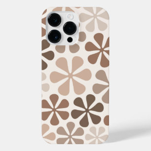 Coque Pour Pour iPhone 14 Pro Max Fleurs Abstraites (B) Crème Brown de Taupe