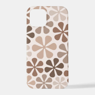 Coque iPhone 12 Pro Fleurs Abstraites (B) Crème Brown de Taupe