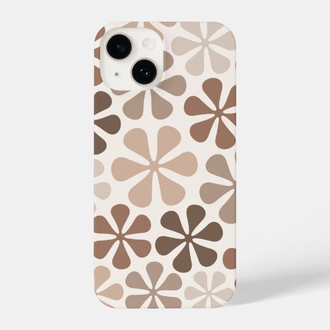 Coque iPhone Fleurs Abstraites (B) Crème Brown de Taupe (Verso)