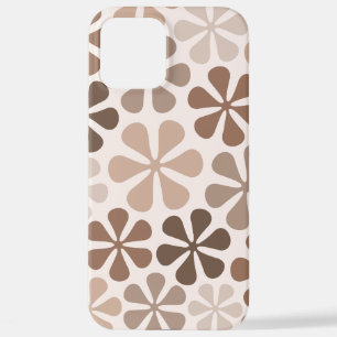 Coque iPhone 12 Pro Max Fleurs Abstraites (B) Crème Brown de Taupe