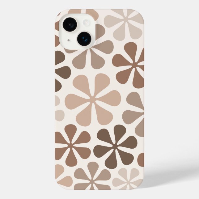 Coque iPhone Fleurs Abstraites (B) Crème Brown de Taupe (Verso)