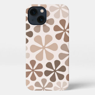 Etui iPhone 13 Fleurs Abstraites (B) Crème Brown de Taupe