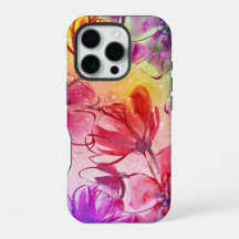Fleurs Abstraites et aquarelle chaude