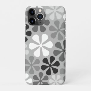 Coque iPhone 11Pro Fleurs Abstraites Gris noir blanc