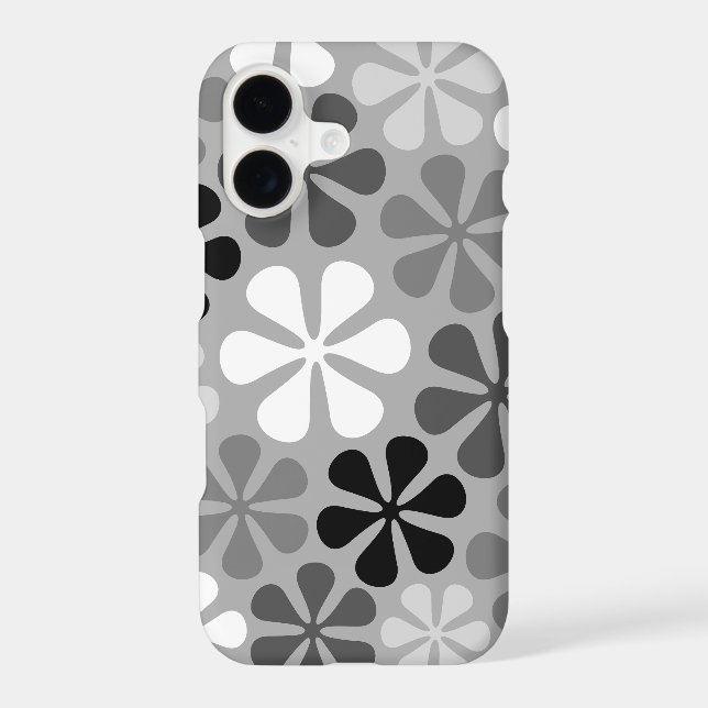 Coque iPhone Fleurs Abstraites Gris noir blanc (Verso)