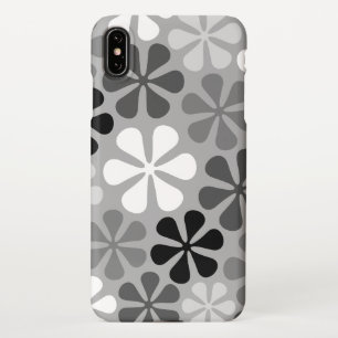 Coque iPhone XS Max Fleurs Abstraites Gris noir blanc