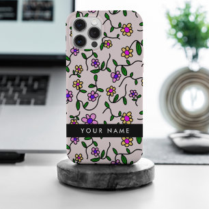 Fleurs colorées, Arrière - plan rose, Noir