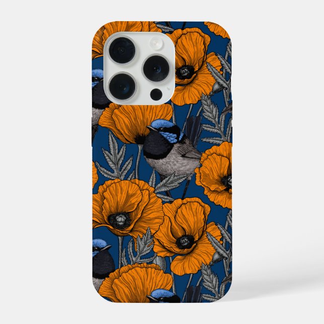 Coque iPhone Fleurs de fleurs et fleurs de pavot orange (Verso)
