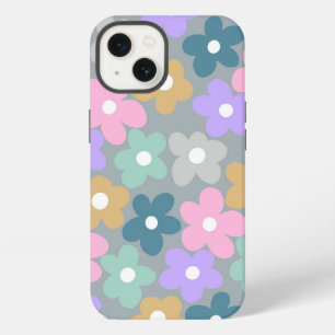 Etui iPhone 13 Fleurs de marguerite super Gris Retro Boho Floral